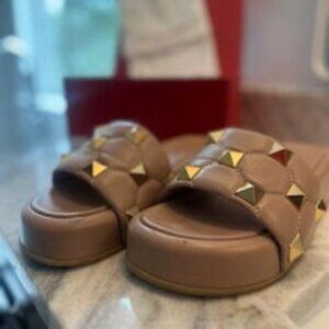 Valentino Roman Stud Platform Slide Sandal